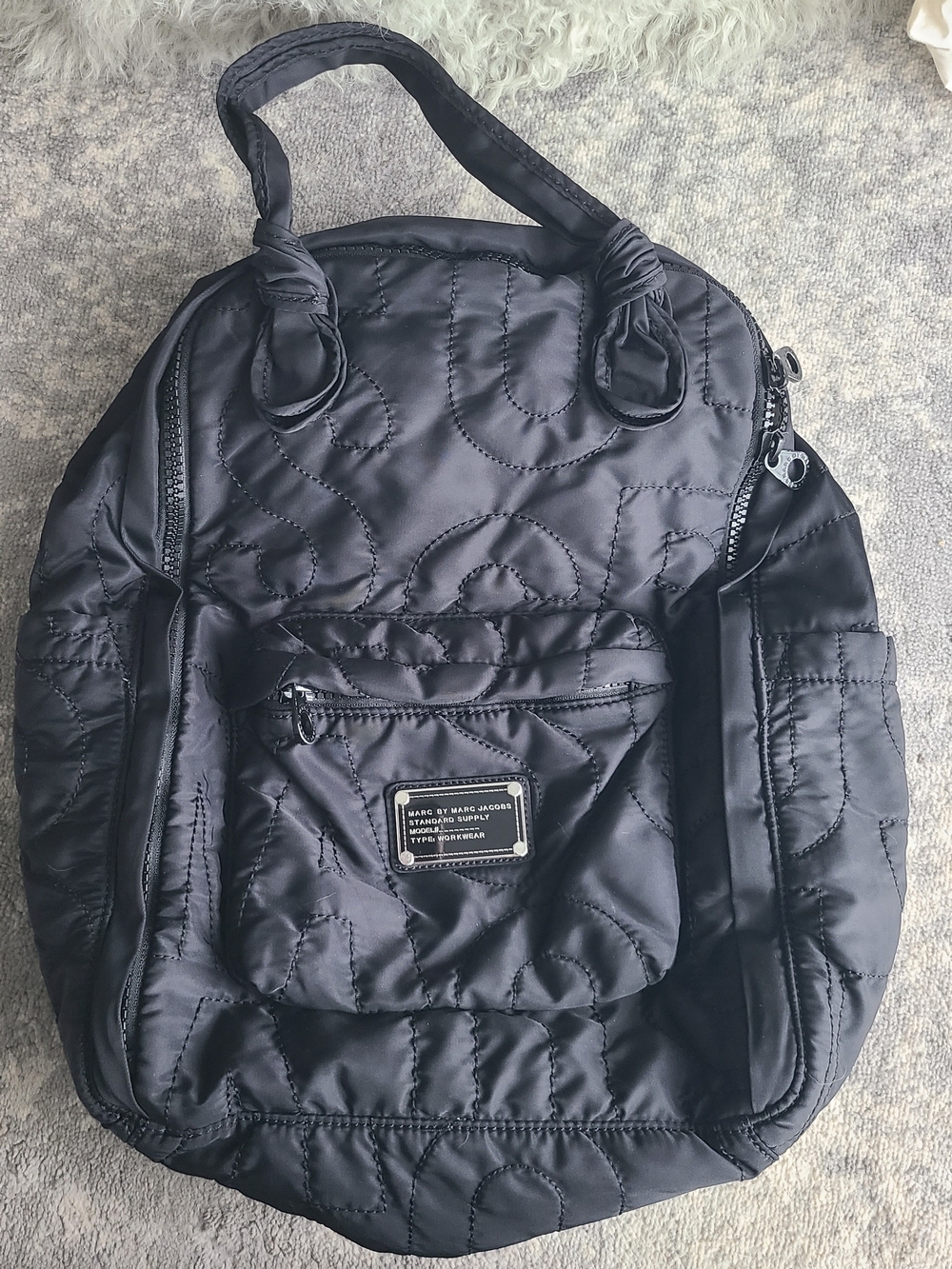 Marc By Marc Jacobs Black Quilted Nylon Backpack Tote